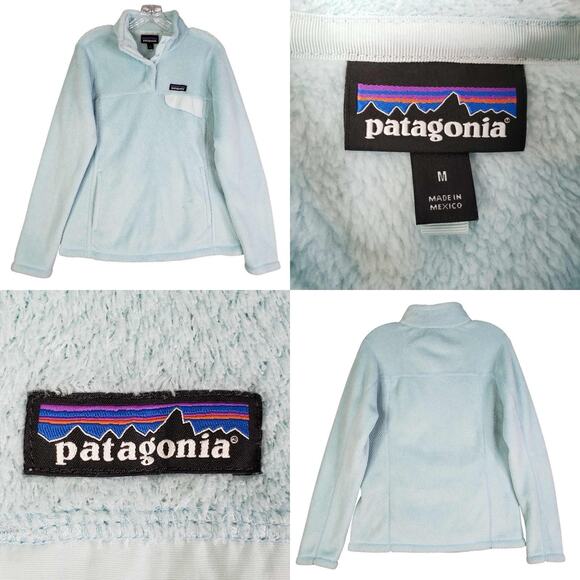 Patagonia Jacket Womens Medium M Blue ReTool Snap T Fleece Pullover Polartec - Picture 1 of 12